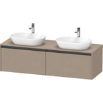 Duravit Ketho 2 wastafelonderbouwkast incl. consoleplaat met 2 laden voor dubbele waskommen 160x55x45.9cm met handgrepen antraciet Linnen mat SW771928