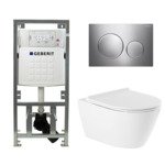 QeramiQ Salina Toiletset - rimless - diepspoel - softclose - quickrelease zitting - Geberit Sigma20 bedieningsplaat glans chroom mat - wit SW98659