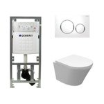 Wiesbaden Vesta Inbouwset - compact - 47cm - diepspoel wandcloset - softclose - quickrelease - rimless - afdekplaat sigma20 - wit SW98666