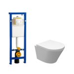 Wiesbaden Vesta Inbouwset - compact - 47cm - diepspoel wandcloset - softclose - quickrelease - spoelrandloos - afdekplaat Argos - wit SW98669
