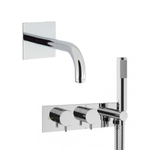 Crosswater MPRO inbouwbadkraan 27.5x12cm thermostatisch met handdoucheset met uitloop 16cm chroom SW108531