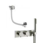 Crosswater MPRO inbouw thermostatisch bad/douchekraan horizontaal met handdouche set en bad klikwaste & vulcombinatie geborsteld RVS SW108533