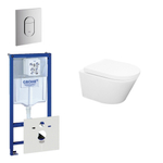 Wiesbaden Vesta Spoelrandloos toiletset bestaande uit inbouwreservoir, toiletpot met softclose toiletzitting en bedieningsplaat verticaal wit SW110953