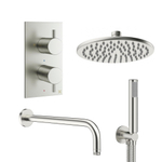 Crosswater MPRO Regendoucheset inbouw - 30cm hoofddouche - wandarm - staafhanddouche - geborsteld RVS SW111023