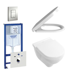 Villeroy & Boch O.Novo Toiletset - softclose en quickrelease zitting – bedieningsplaat verticaal/horizontaal chroom mat - wit SW159219