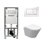 Wiesbaden Vesta Inbouwset - compact - 47cm - diepspoel wandcloset - softclose - quickrelease - rimless - afdekplaat sigma30 - glans wit SW161936