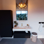 MONDIAZ ALAN - DLUX Badkamermeubelset - 100cm - onderkast - Urban - 1 lade - vrijhangende wastafel - wasbak midden - 1 kraangat - Frappe SW805761