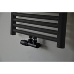 Riko universele radiator aansluitset haaks links mat zwart SW207711