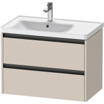 Duravit Ketho 2 wastafelonderbouwkast met 2 laden voor waskom links 78.4x45.5x54.9cm met grepen antraciet taupe mat SW772827