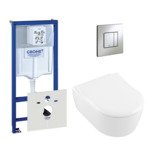 Villeroy & Boch Avento Closet inclusief inbouwreservoir en bedieningsplaat verticaal/horizontaal mat chroom SW213510