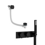 Crosswater MPRO inbouw thermostatisch badkraan horizontaal 2 functies met handdouche set inclusief vulcombinatie in mat zwart SW223263