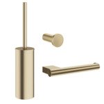 Crosswater MPRO toiletset bestaande uit handdoekhaak toiletborstelhouder en toiletrolhouder geborsteld messing (goud) SW223338