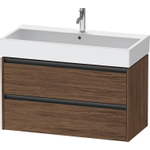 Duravit Ketho 2 wastafelonderbouwkast met 2 laden 98.4x46x54.9cm met grepen antraciet donker noten mat SW772015
