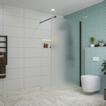 Fortifura Galeria inloopdouche - 110x200cm - mat glas - wandarm - mat zwart SW916944