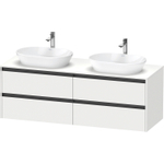 Duravit Ketho 2 wastafelonderbouwkast incl. consoleplaat met 4 laden voor dubbele waskommen 160x55x56.8cm met handgrepen antraciet wit mat SW772009