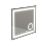 Thebalux spiegel model I 80x75 aluminium geïntegreerde lichtbaan rondom in spiegel voorzien van LED indirecte LED onderzijde Bluetooth touchschakeling spiegelverwarming verlichte vergrootspiegel en stopkontact SW716325