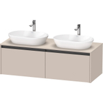 Duravit Ketho 2 wastafelonderbouwkast incl. consoleplaat met 2 laden voor dubbele waskommen 140x55x45.9cm met handgrepen antraciet taupe mat SW772300