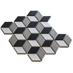 The Mosaic Factory Paris mozaïektegel - 26.6x30.5cm - wandtegel - Porselein black+white+grey Glans SW108331