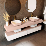 Mondiaz TOP 46 Vrijhangend Topblad - 190x46x12cm - geschikt voor waskom - Solid surface - Rosee SW1021480