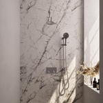 BRAUER Brushed Carving Thermostatische Regendouche inbouw - drukknoppen - SET 69 - 20cm hoofddouche - gebogen muurarm - 3 standen handdouche - doucheslang - geïntegreerde glijstang - RVS geborsteld PVD SW925466