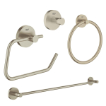 GROHE Essentials accessoireset 4-delig met handdoekring, handdoekhouder, handdoekhaak en toiletrolhouder zonder klep geborsteld Nikkel SW529112