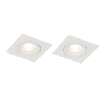 QAZQA Xena inbouwspot - set van 2 - 8x8cm - IP44 - vierkant - mat wit SW1209712