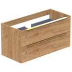 Thebalux onderkast type2 100cm 2x lade opbouwgreep Noëlla 1x uitsparing incl witte sifonset SW769268