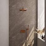 BRAUER Copper Carving Thermostatische Regendouche inbouw - drukknoppen - SET 50 - 30cm hoofddouche - rechte muurarm - staaf handdouche - doucheslang - wandaansluitbocht - koper geborsteld PVD SW925567