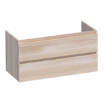 Saniclass Solution wastafelonderkast 100x46x50cm 2 softclose greeploze lades met 1 sifonuitsparing Hout White oak SW393230