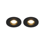 QAZQA Shed Inbouwspot - set van 2 - 8.5x8.5cm - IP54 - rond - mat zwart SW1210147