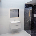 MONDIAZ VICA Badkamermeubelset - 80cm - 2 lades - wasbak Cloud midden - 1 kraangat - solid surface talc SW409831