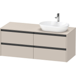 Duravit Ketho 2 wastafelonderbouwkast incl. consoleplaat met 4 laden voor waskom rechts 140x55x56.8cm met handgrepen antraciet taupe mat SW772818