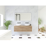 HR badmeubelen Matrix 3D badkamermeubelset 140cm 2 laden greeploos met greeplijst in kleur French oak met bovenblad french oak SW857141