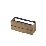 INK Fineer Wastafelonderkast - 120x45x52cm - 2 lades - greeploos - houten keerlijst - MDF Fineer Ash grey SW493849