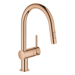 GROHE Minta Keukenkraan - hoog - draaibare/uittrekbare c uitloop - 2 straalsoorten - warm sunset glans SW354748