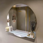 Mondiaz SPOT Badkamerspiegel - rond 90cm - spiegelplanchet - kleur Clay SW1235508