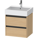 Duravit Ketho 2 wastafelonderbouwkast - 2 laden - 58.4x46x54.9cm - grepen antraciet - natuur eiken mat SW772803