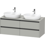 Duravit Ketho 2 wastafelonderbouwkast incl. consoleplaat met 4 laden voor dubbele waskommen 140x55x56.8cm met handgrepen antraciet betongrijs mat SW772754