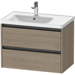 Duravit Ketho 2 wastafelonderbouwkast met 2 laden voor waskom links 78.4x45.5x54.9cm met grepen antraciet eiken terra mat SW773046