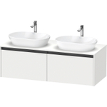 Duravit Ketho 2 wastafelonderbouwkast incl. consoleplaat met 2 laden voor dubbele waskommen 140x55x45.9cm met handgrepen antraciet wit mat SW771921