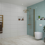 Fortifura Galeria inloopdouche - 50x200cm - ribbelglas - wandarm - Geborsteld koper PVD (Koper) SW877066