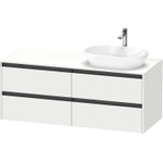 Duravit Ketho 2 wastafelonderbouwkast incl. consoleplaat met 4 laden voor waskom rechts 140x55x56.8cm met handgrepen antraciet wit mat SW773016