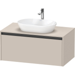 Duravit Ketho 2 wastafelonderbouwkast incl. consoleplaat met 1 lade 100x55x45.9cm met handgreep antraciet taupe mat SW771985