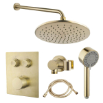 Wiesbaden Caral doucheset - 2 functies - handdouche 3 standen - hoofddouche 25cm - met garnituur - messing geborsteld SW892077