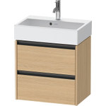 Duravit Ketho 2 Wastafelonderkast - 2 laden - 58.4x39x54.9cm - grepen antraciet - natuur eiken mat SW772809