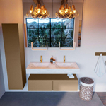 MONDIAZ ALAN - DLUX Badkamermeubelset - 120cm - onderkast - Oro - 2 lades - vrijhangende wastafel - 2 wasbakken - 2 kraangaten - Opalo SW807018