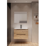 Adema Prime Balance Badkamermeubelset - 80x55x45cm - 1 ovale keramische wasbak wit - 1 kraangat - 2 lades - rechthoekige spiegel - rustiek eiken SW1159466