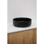 Riho Marmic Round Waskom 34.6x34.6x11.4cm Keramiek rond marmer mat zwart SW760806