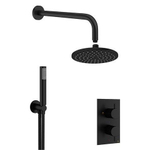 Crosswater MPRO Regendoucheset Inbouw - hoofddouche 20cm - 2 functies - 2 knoppen - wandarm 33cm - staafhanddouche 1 stand - zwart mat SW487211