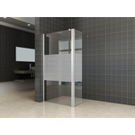 Wiesbaden Comfort zijwand draaibaar links 350 x 2000 x 10 mm nano helder glas met melkglas middenband/chroom SW373599